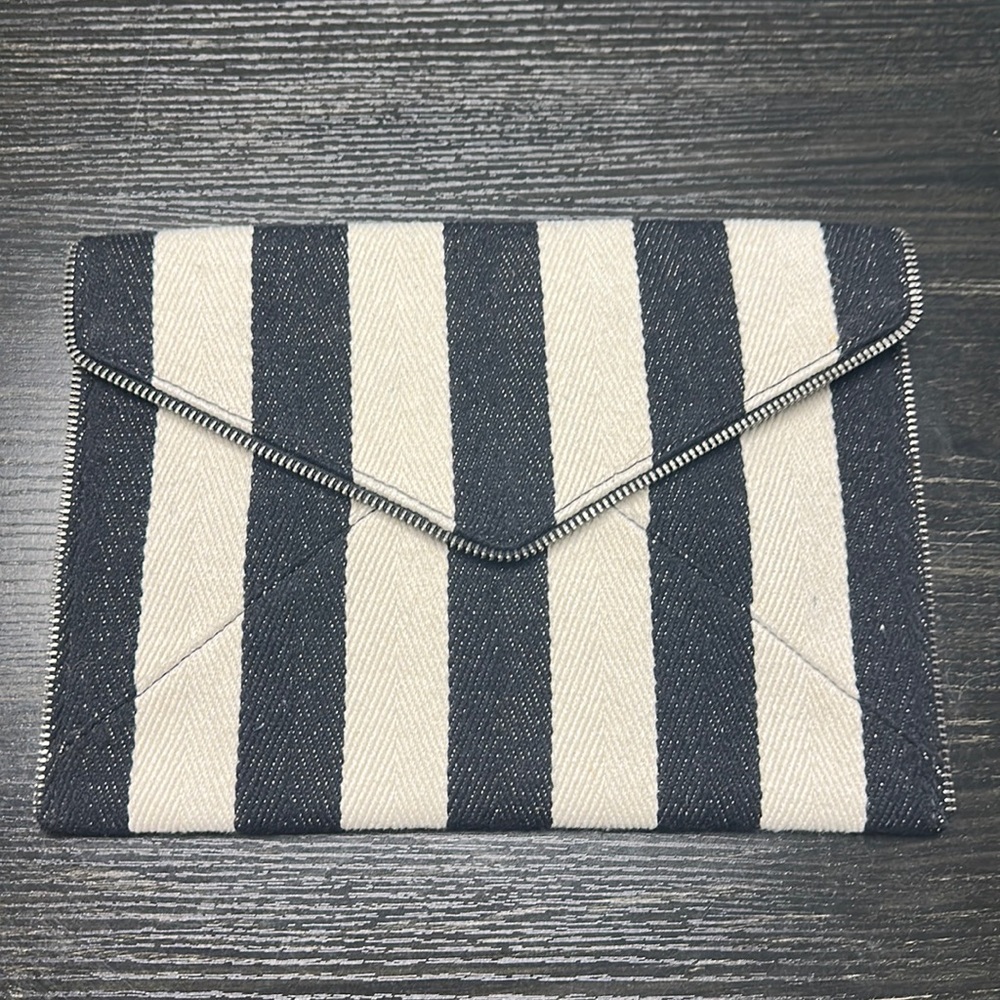 Rebecca Minkoff Bold Striped Logo Snap Envelope Clutch